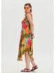 Boat Neck Loose Cut Yellow Authentic Dress 4666